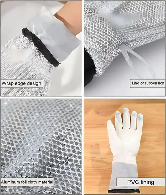 Heavy-Duty Wire Scrubber Dishwashing Mitts